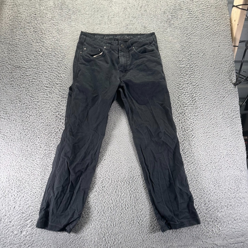 Prana Pant Mens 32x30 Black Cotton Carpenter Straight Utility Workwear Stretch